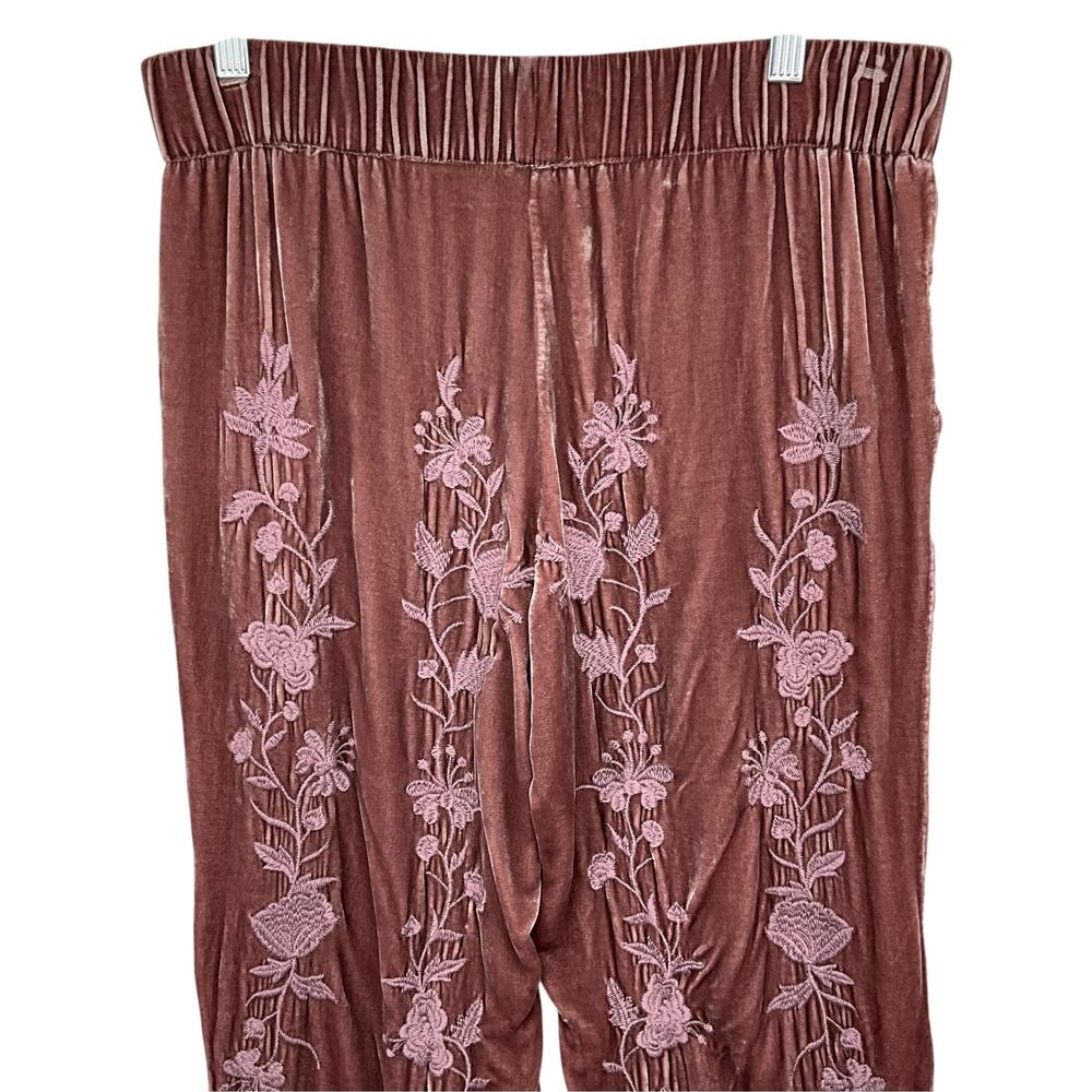 JW Los Angeles Johnny Was Renee Velvet Palazzo Pants Womens S Mauve Side Slits - Picture 5 of 11